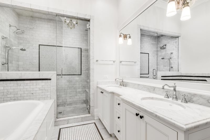 Marble Tile Accents in Shower