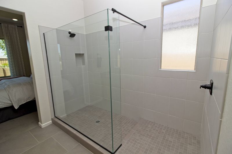 Open Shower with Black Metal Frame